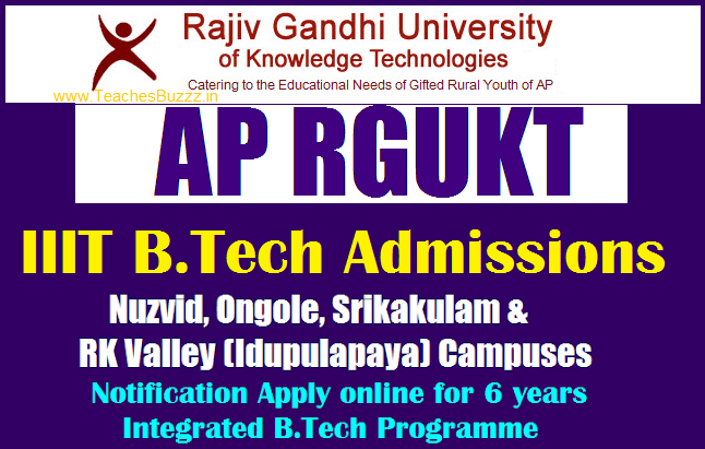 AP RGUKT IIIT Notification 2024-2025 For B.Tech Admissions ...