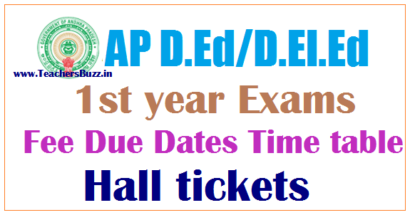 AP D.Ed / D.El.Ed 1st Year Exams 2020 Time Table, Hall Tickets, fee Due Dates