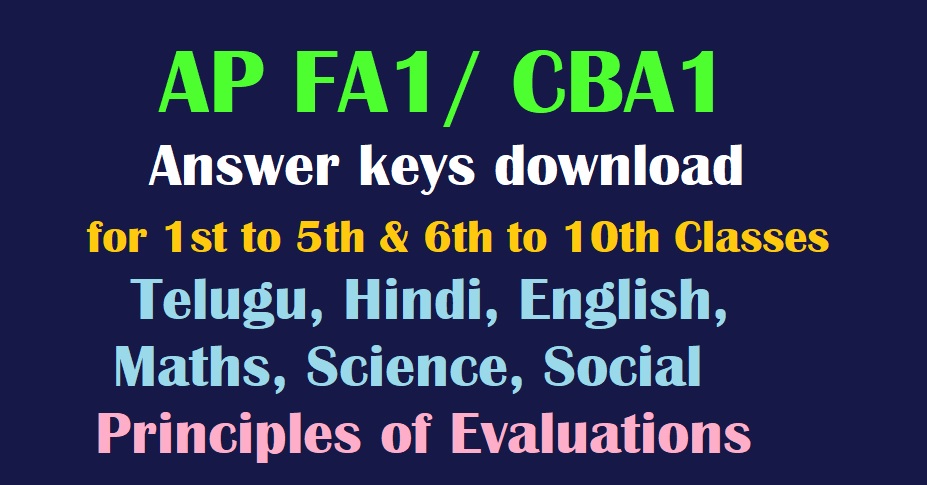 Ap Fa Cba Answer Keys Download For St To Th Th To Th Classes