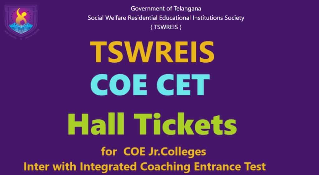 TSWREIS COE CET 2024 Results, 2nd Level Test Hall Ticket download from